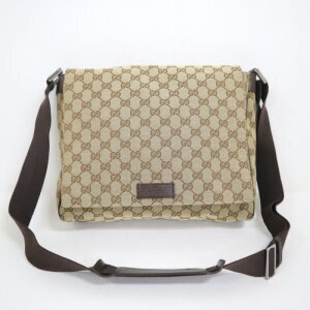 GUCCI Messenger Bag GG Canvas Brown Beige Tan